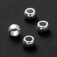 202 Stainless Steel Spacers Beads, Round, Silver, 2x1.5mm, Hole: 1mm(STAS-O091-2mm-04S)