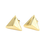 Ion Plating(IP) 304 Stainless Steel Triangle Stud Earrings for Women, Golden, 12.5x14x4mm, Pin: 0.7mm(EJEW-A097-02G)