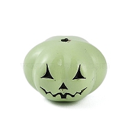 Halloween Theme Spray Painted Alloy Beads, Lead Free & Cadmium Free, Pumpkin, Light Green, 12x12x9.5mm, Hole: 1.2mm(PALLOY-D029-03B-RS)