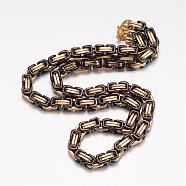 201 Stainless Steel Byzantine Chain Necklaces, with Lobster Claw Clasps, Gunmetal & Golden, 23.62 inch(60cm), 8mm(NJEW-K062-01C4-8mm)