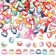 200Pcs Handmade Polymer Clay Beads, Rainbow, Mixed Color, 6~9x8~11x4mm, Hole: 1.6mm(CLAY-SC0001-49)