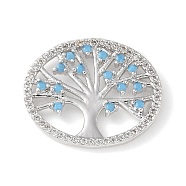 Brass Micro Pave Cubic Zirconia Pendants, Tree of Life Charms, Cadmium Free & Lead Free, Long-Lasting Plated, Rack Plating, Platinum, 20x24x3mm, Hole: 2.5x0.5mm(KK-C086-09P)