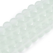 Transparent Glass Bead Strands, Frosted, Round, Pale Green, 6mm, Hole: 1.3~1.6mm, about 140pcs/strand, 31.4 inch(GLAA-S031-6mm-29)