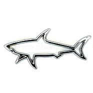 Zinc Alloy 3D Shark Car Sticker Decals, for Vehicle Decoration, Platinum, 38x78mm(AUTO-PW0001-52D)