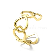 Ion Plating(IP) 304 Stainless Steel Open Cuff Ring, Hollow Heart, Real 18K Gold Plated, Inner Diameter: 18mm(RJEW-L109-041G)