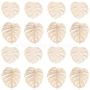 DICOSMETIC 40Pcs 2 Style Brass Pendants, Tropical Leaf Charms, Etched Metal Embellishments, Long-Lasting Plated, Monstera Leaf, Light Gold, 26~29.5x25~26x0.3mm, Hole: 1.2mm, 20psc/style(KK-DC0001-15)