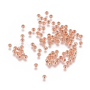 Brass Spacer Beads, Round, Rose Gold, 3mm, Hole: 1mm(X-EC317-1)