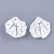 Acrylic Pendants, Crackle & AB Color, Petal, Creamy White, 19.5x17x5mm, Hole: 1.4mm(X-CACR-Q034-07A)