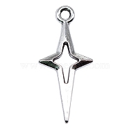 Tibetan Style Alloy Pendants, Star Charms, Antique Silver, 23x10mm(FIND-PW0006-02AS)