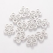 201 Stainless Steel Charms, Butterfly, Stainless Steel Color, 14x12x1mm, Hole: 1.5mm(STAS-S105-T195)