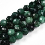 Natural Fuchsite Beads Strands, Round with Faceted, 6~6.5x6~6.5mm, Hole: 0.9mm, about 63pcs/strand, 15.35''(39cm)(G-T140-20A)