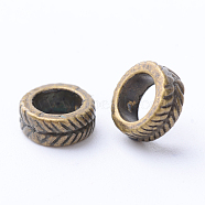 Tibetan Style Alloy European Beads, Large Hole Beads, Donut, Cadmium Free & Nickel Free & Lead Free, Antique Bronze, 7x3mm, Hole: 4.5mm(X-TIBE-Q063-166AB-NR)