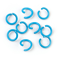 Iron Jump Rings, Open Jump Rings, Deep Sky Blue, 17 Gauge, 8~8.5x1.2mm, Inner Diameter: 5~6mm(IFIN-F149-F06)
