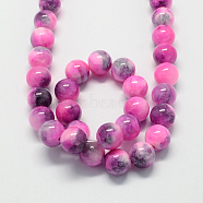 Natural Dyed Persian Jade Gemstone Bead Strands, Round, Deep Pink, 10mm, Hole: 1mm, about 40pcs/strand, 15.7 inch(G-R271-10mm-XP21)
