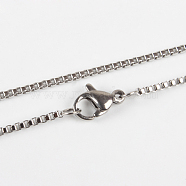 304 Stainless Steel Box Chain Necklace Making, with Lobster Claw Clasps, Stainless Steel Color, 17.7 inch(45cm)(STAS-P046-06P)