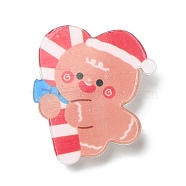 Christmas Theme Acrylic Brooch, with 201 Stainless Steel Pin, Gingerbread Man & Candy Cane, 33.5x30x6mm(JEWB-E024-01P-06)