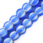 Handmade Lampwork Beads Strands, Flower, Royal Blue, 12x12~12.5x10mm, Hole: 1.2~1.6mm, about 45pcs/strand, 16.93 inch~17.32 inch(43~44cm)(LAMP-N021-44B)