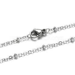 Tarnish Resistant 304 Stainless Steel Rolo Chains Necklaces, with Lobster Claw Clasps, Stainless Steel Color, 17.7 inch(45cm)(NJEW-O083-B-07P)