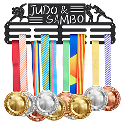 Judo & Sambo Martial Art Theme Iron Medal Hanger Holder Display Wall Rack, with Screws, Sports Themed Pattern, 150x400mm(ODIS-WH0021-619)