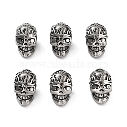 316 Surgical Stainless Steel Beads, Skull, Antique Silver, 11x7.5x9mm, Hole: 3mm(STAS-K276-09B-AS)