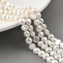 Natural Cultured Freshwater Pearl Beads Strands, Two Sides Polished, Floral White, 5.5~6mm, Hole: 0.5mm, about 31pcs/strand, 7.09''(18cm)(PEAR-A006-06)