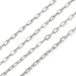 Tarnish Resistant 304 Stainless Steel Cable Chains, Soldered, Flat Oval, Stainless Steel Color, 4x2x0.5mm(CHS-K001-30-2mm)