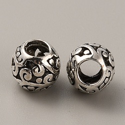 Tibetan Style Alloy European Beads, Large Hole Beads, Rondelle, Antique Silver, 10.5x9mm, Hole: 4mm(FIND-TAC0002-065B-02)