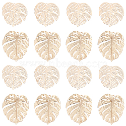 DICOSMETIC 40Pcs 2 Style Brass Pendants, Tropical Leaf Charms, Etched Metal Embellishments, Long-Lasting Plated, Monstera Leaf, Light Gold, 26~29.5x25~26x0.3mm, Hole: 1.2mm, 20psc/style(KK-DC0001-15)