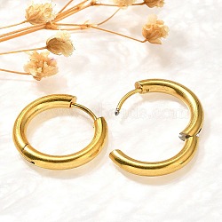 304 Stainless Steel Hoop Earrings for Women, Ion Plating(IP), Real 14K Gold Plated, 20.5x3mm(EJEW-M068-15A-G)