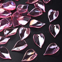 Transparent Acrylic Beads, AB Color, Petal, Pink, 21x14x1mm, Hole: 2mm, about 2300pcs/500g(MACR-S373-103-C05)