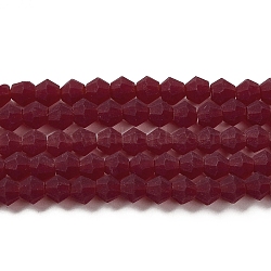 Imitate Austrian Crystal Frosted Glass Beads Strands, Grade AA, Faceted Bicone, Dark Red, 4.5x3.5~4mm, Hole: 1mm, about 87~89pcs/strand, 13.98''~13.39''(33.5~34cm)(GLAA-F029-TM4mm-B27)