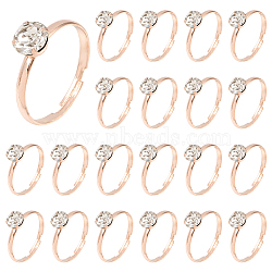 40Pcs Adjustable Alloy Rhinestone Finger Rings for Women, Rose Gold, 6.5mm, US Size 7 1/4(17.5mm)(RJEW-SP0001-02RG)