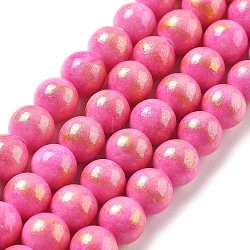 Natural Mashan Jade Beads Strands, Round, Dyed, Hot Pink, 8.5mm, Hole: 1.4mm, about 49pcs/strand, 15.59''(39.6cm)(G-A255-A01-01N)