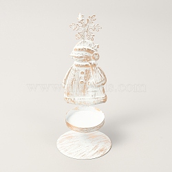 Iron Candle Holder for Christmas, Perfect Home Party Decoration, Snowman, Antique White, 73x174.5mm(AJEW-B008-02)