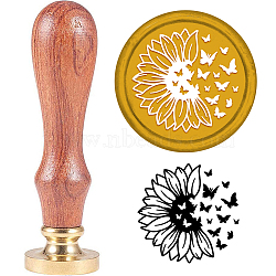 Brass Wax Seal Stamp with Handle, for DIY Scrapbooking, Butterfly Farm, 3.5x1.18 inch(8.9x3cm)(AJEW-WH0184-0602)