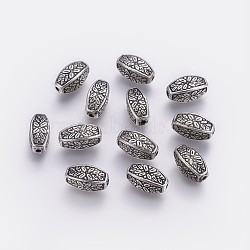 CCB Plastic Beads, Oval with Flower, Antique Silver, 13.5x6.5x7mm, Hole: 1mm(CCB-G006-054AS)