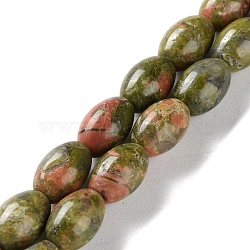 Natural Unakite Beads Strands, Rice, 9x6mm, Hole: 1mm, about 44pcs/strand, 15.94 inch(40.5cm)(G-I369-B13-01)