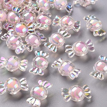 Transparent Acrylic Beads, Bead in Bead, AB Color, Candy, Pink, 9x17x8.5mm, Hole: 2mm, about 960pcs/500g