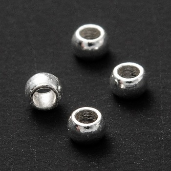 202 Stainless Steel Spacers Beads, Round, Silver, 2x1.5mm, Hole: 1mm