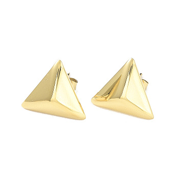 Ion Plating(IP) 304 Stainless Steel Triangle Stud Earrings for Women, Golden, 12.5x14x4mm, Pin: 0.7mm