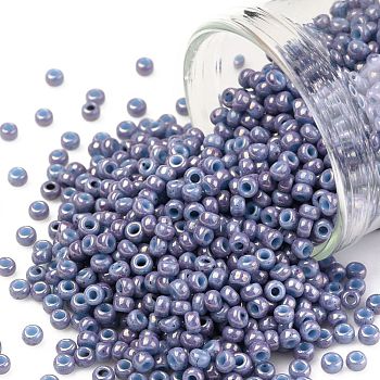 TOHO Round Seed Beads, Japanese Seed Beads, (1204) Opaque Light Blue Amethyst Marbled, 11/0, 2.2mm, Hole: 0.8mm,  about 1110pcs/10g