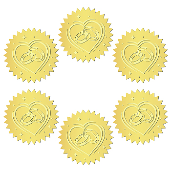 12 Sheets Self Adhesive Gold Foil Embossed Stickers, Round Dot Medal Decorative Decals for Envelope Card Seal, Ring, Size: about 165x211mm, Stickers: 50mm, 12 sheets/set