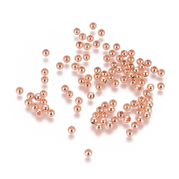Brass Spacer Beads, Round, Rose Gold, 3mm, Hole: 1mm