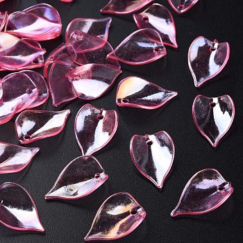 Transparent Acrylic Beads, AB Color, Petal, Pink, 21x14x1mm, Hole: 2mm, about 2300pcs/500g