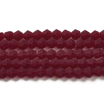 Imitate Austrian Crystal Frosted Glass Beads Strands, Grade AA, Faceted Bicone, Dark Red, 4.5x3.5~4mm, Hole: 1mm, about 87~89pcs/strand, 13.98''~13.39''(33.5~34cm)