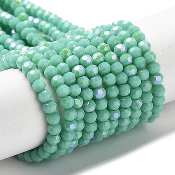 Opaque Glass Beads Strands, Faceted, Round, Aquamarine, 3mm, Hole: 0.8mm, about 167~170pcs/strand, 19.88~20.08''(50.5~51cm)