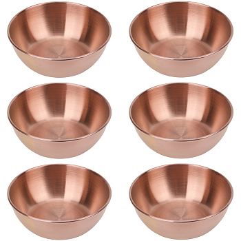 6Pcs Stainless Steel Dipping Bowls, Round Seasoning Dish for Kitchen Home Restaurant, Rose Gold, 83x29mm