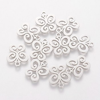 201 Stainless Steel Charms, Butterfly, Stainless Steel Color, 14x12x1mm, Hole: 1.5mm