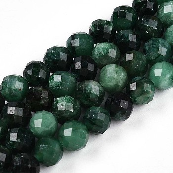 Natural Fuchsite Beads Strands, Round with Faceted, 6~6.5x6~6.5mm, Hole: 0.9mm, about 63pcs/strand, 15.35''(39cm)