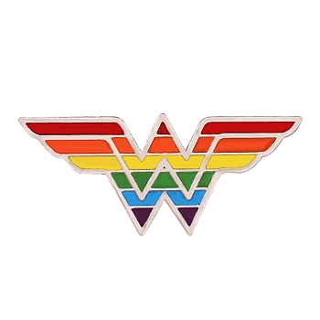 Rainbow Color Pride Flag Enamel Pin, Alloy Brooch for Backpack Clothes, Wing Pattern, 13x30mm